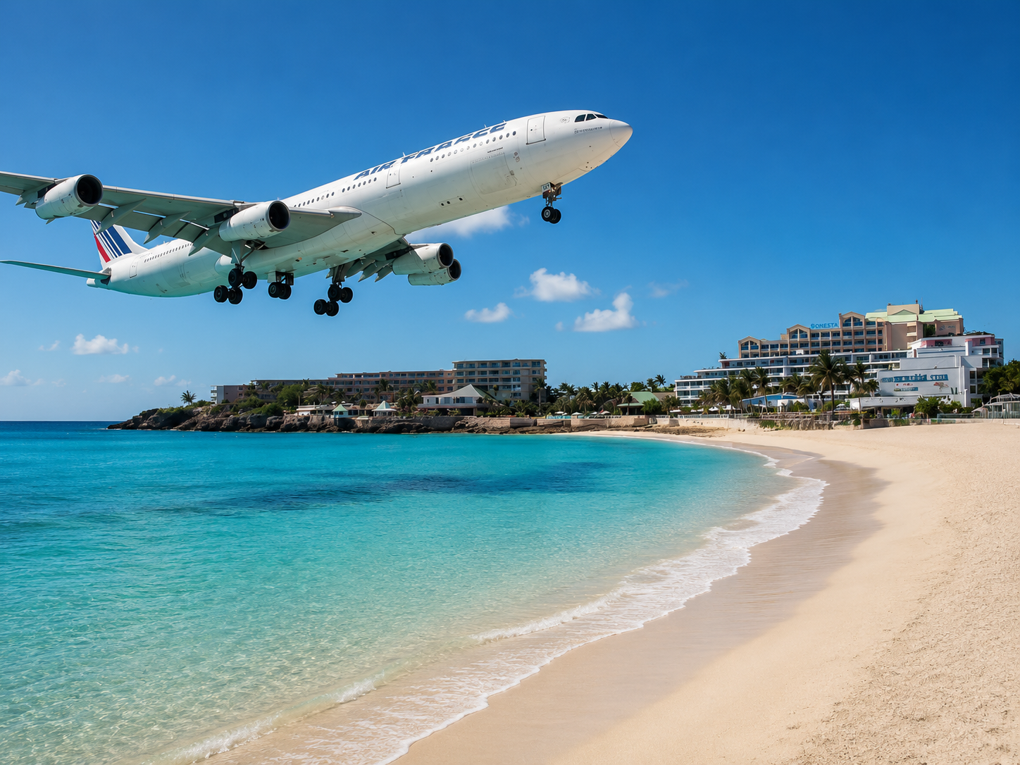 Plage de Maho à Saint-Martin