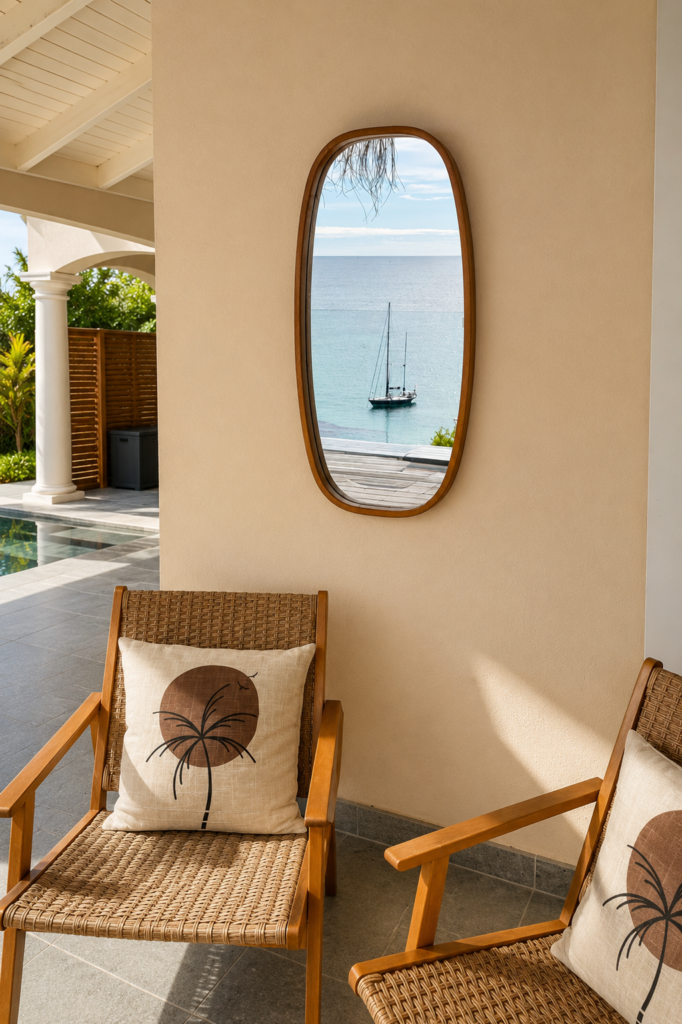 Terrasse avec piscine privée et vue mer de la Villa Sunset à Saint-Martin