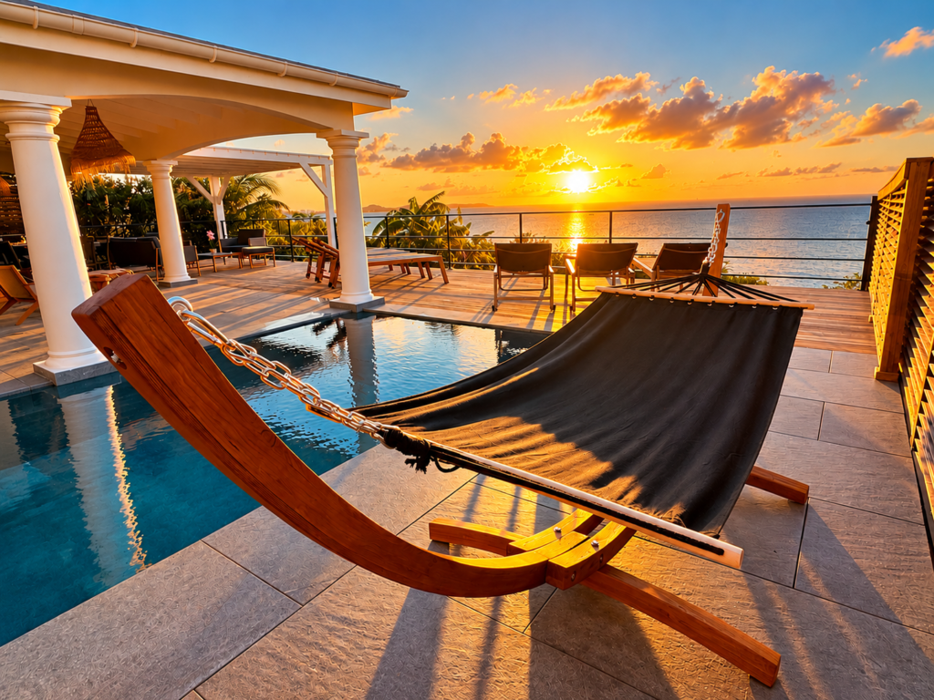 Sunset avec piscine et vue mer à la Villa Sunset à Saint-Martin